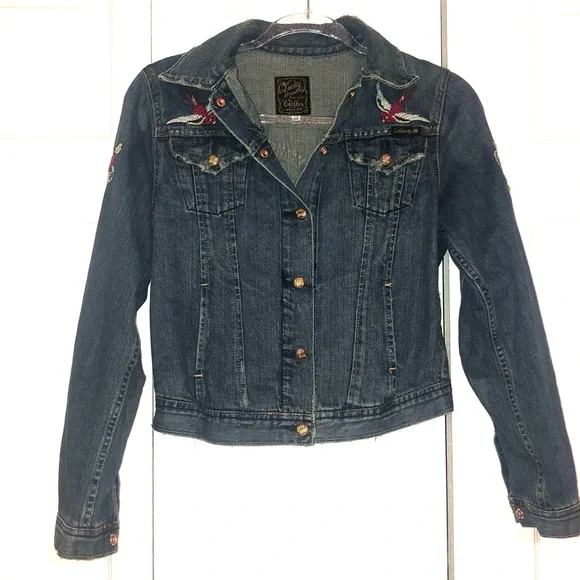 Lucky Brand Denim True Love is Forever Tattoo Jacket Medium - Picture 5 of 16